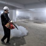 內湖除蟲公司進行建案工地全區蚊蟲空間消毒噴灑作業